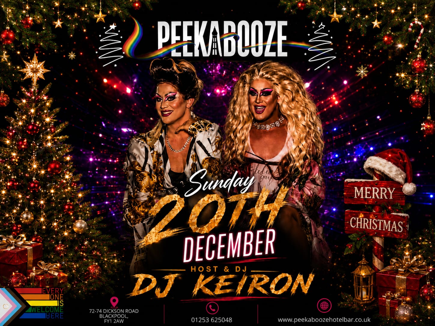 🎄 Daisy Diamond & Lola Fierce – Christmas Show at PeekaBooze • Sunday 20th December from 9.00pm 🎄