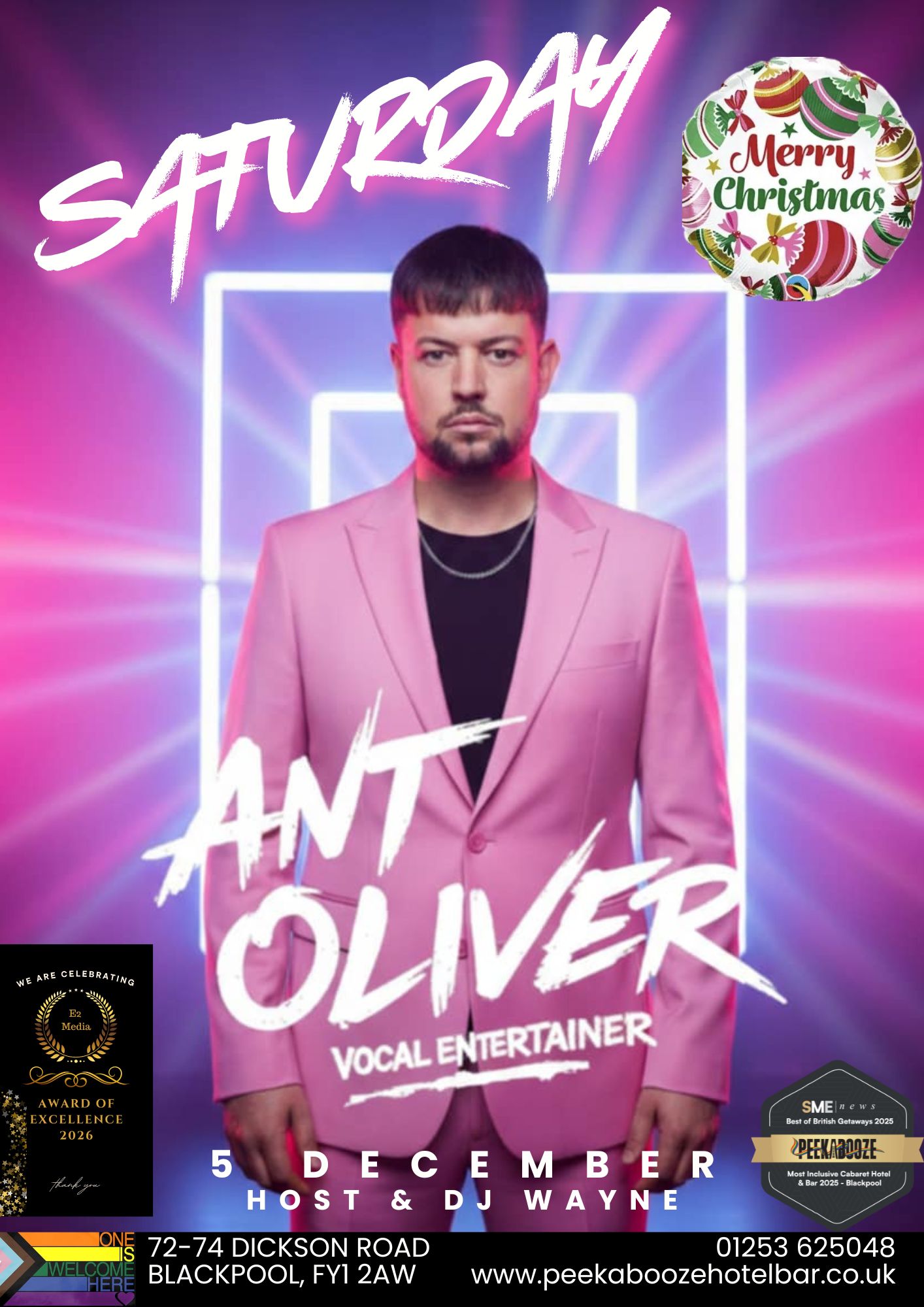 🎤 Ant Oliver – Final PeekaBooze Performance of 2026 • Saturday 5th December from 10.00pm 🎤